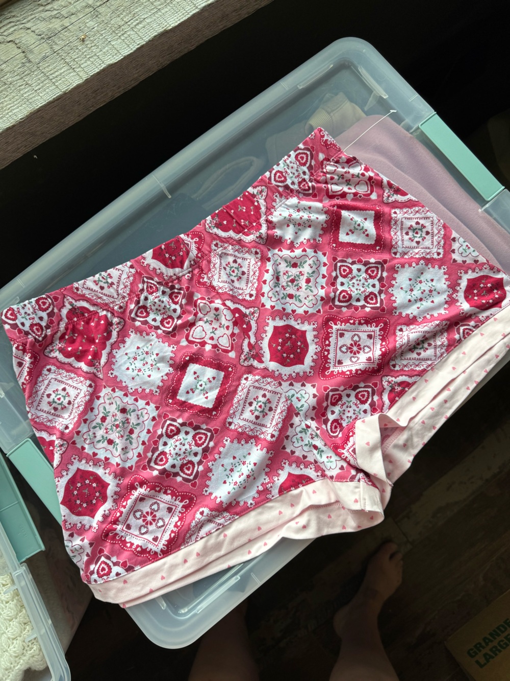 Pink Patchwork Print Lounge Shorts